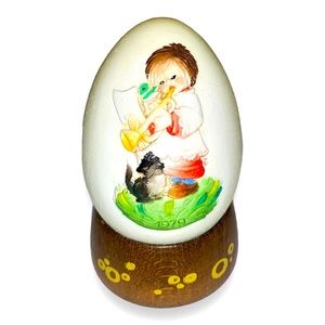 1979 Vintage Anri Italy Ferrandiz Decorated Easter Eggs with Wooden Stand
